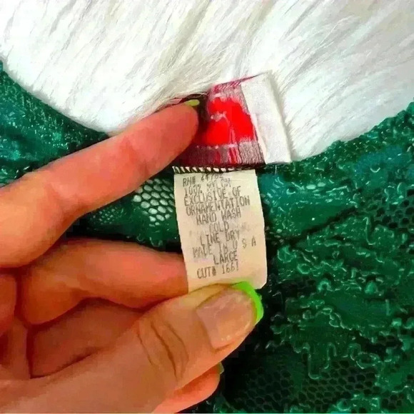 Vintage Featherbed Intimates Emerald Green Lace Sheer Top Large - Picture 3 of 5